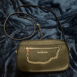 Michael Kors Black Crossbody Bag with Chain Detail